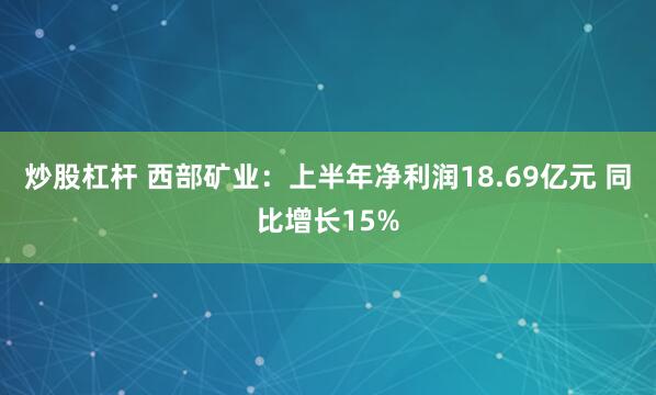 炒股杠杆 西部矿业：上半年净利润18.69亿元 同比增长15%